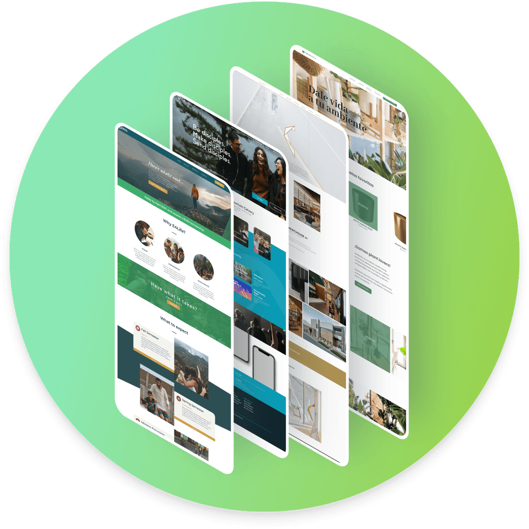 green circle with images of websites